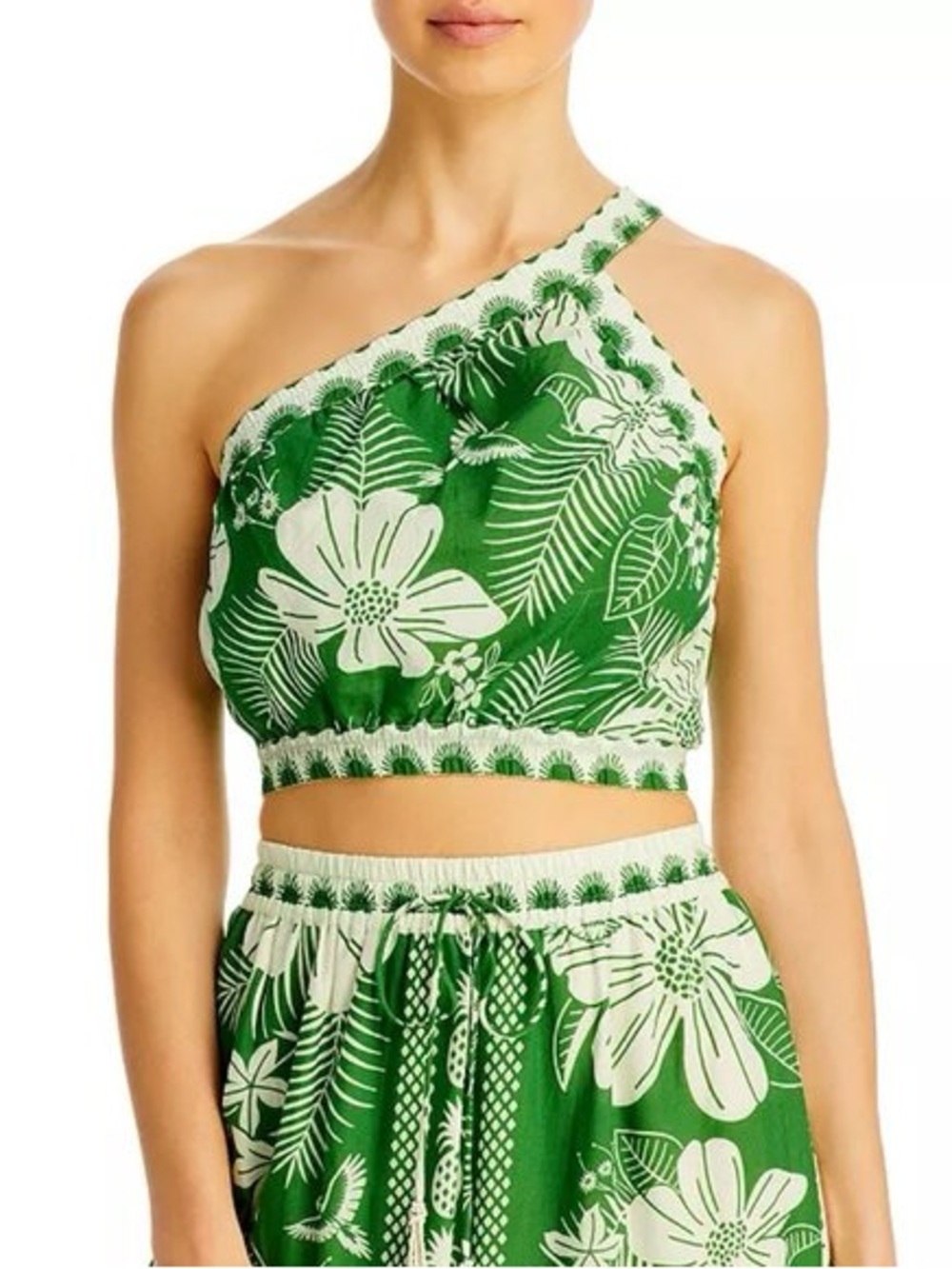 FARM Rio Macaw Elegance One-Shoulder Floral Crop Top